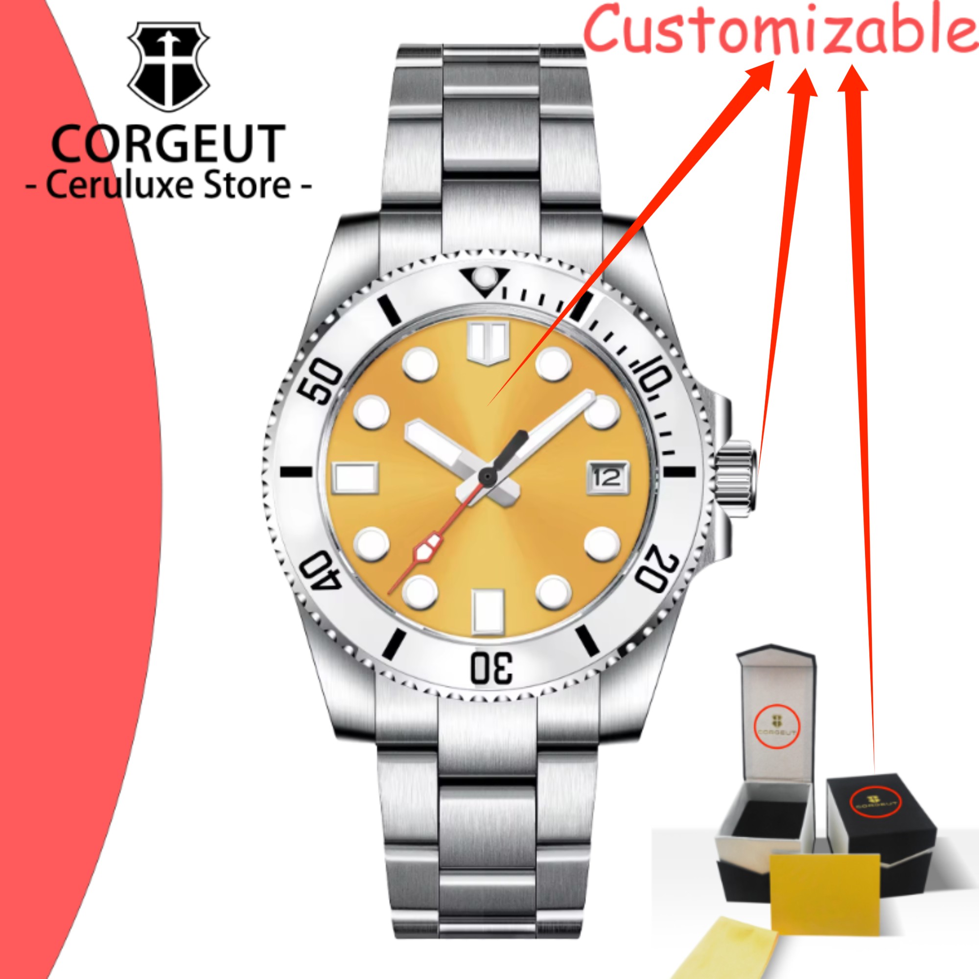 CUSTOM Logo 40mm Men's Automat - огляд і ціна Luxury Watch Logo