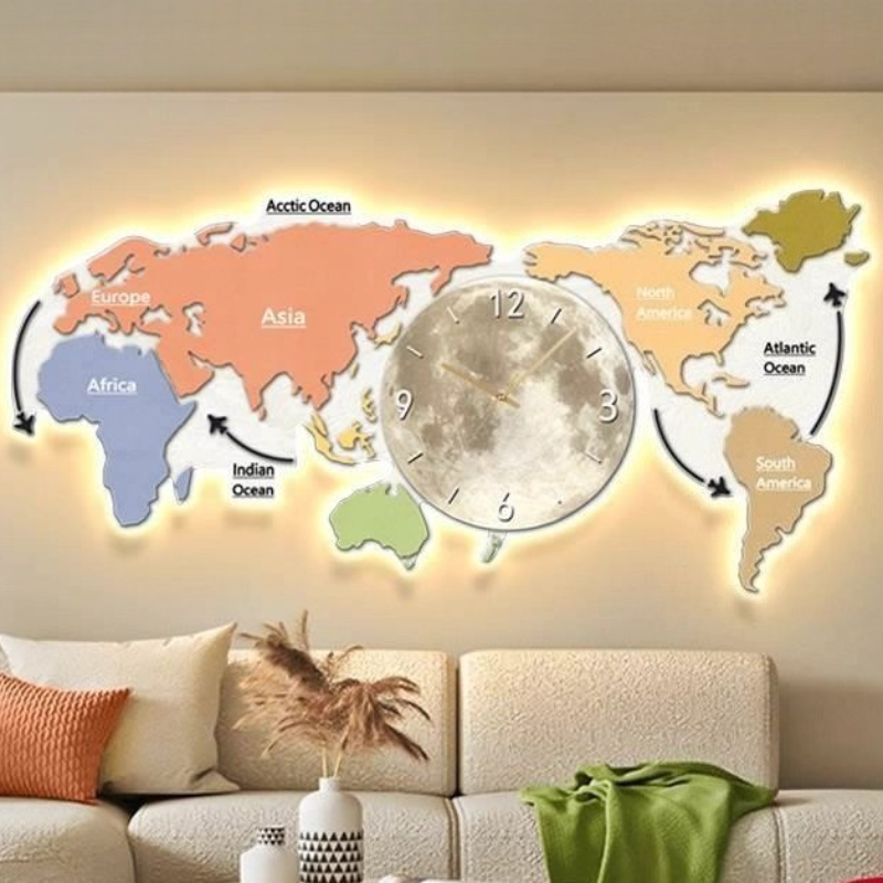 World Map Glowing Wall Clock L - огляд і ціна Luxury Watch Wall Clock
